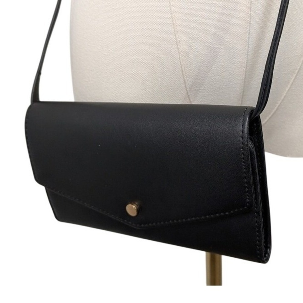 A New Day Black Faux Leather Clutch Wallet‎ Purse with Removeable Strap